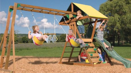 kid playing on swing