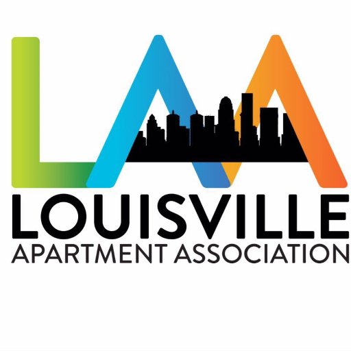 LAA Logo Louisville Apartment Association logo with green, blue, and orange "LAA" letters featuring a black city skyline silhouette, representing community partnerships like New Albany Pest Control Services.