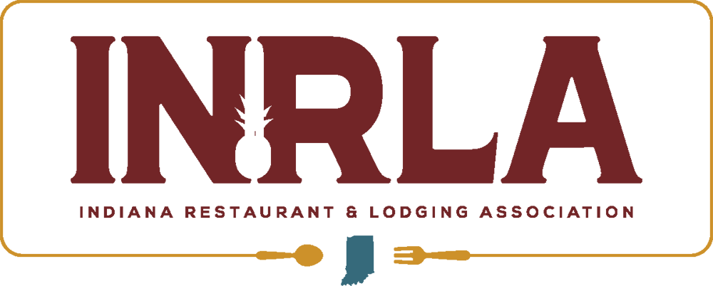 Inrla Primary Logo Full Color Logo for the Indiana Restaurant & Lodging Association, featuring large maroon "INRLA" text with a fork, spoon, and Indiana state outline below—ideal for establishments seeking trusted partners like Hammond Pest Control Services.